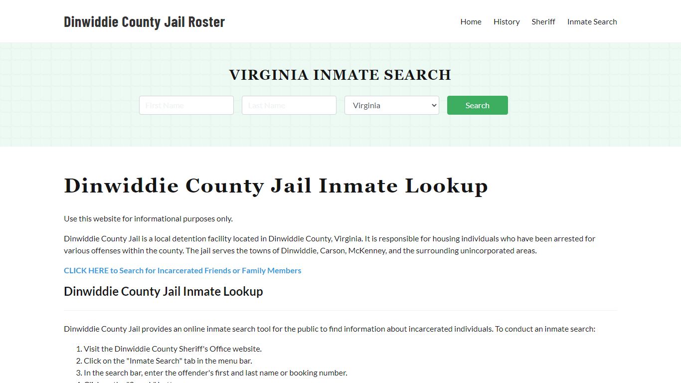 Dinwiddie County Jail Roster Lookup, VA, Inmate Search